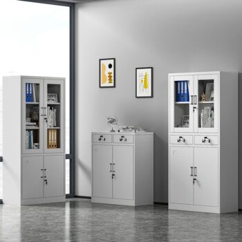 Half-glass metallic storage cabinet - Image 3