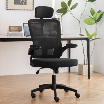 Swivel Mesh Back Desk Chair with Adjustable Arms - Image 2