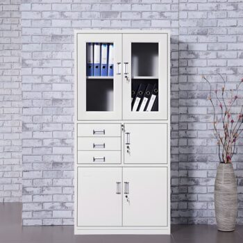 Two door metallic cabinet with safe