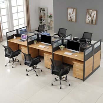 Six way open-view office workstation