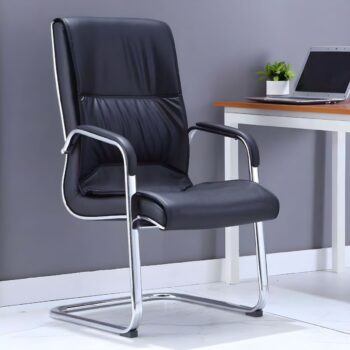 Modern Leather and Metal Desk Chair - Image 2