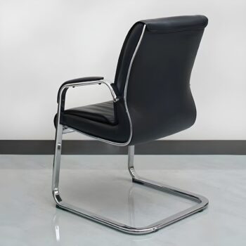 Modern Leather and Metal Desk Chair - Image 3