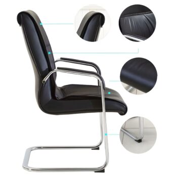 Modern Leather and Metal Desk Chair - Image 4