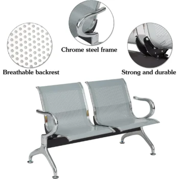 Two seater office reception bench - Image 4