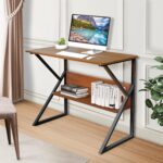 Computer Desk with Built-in Bookshelf