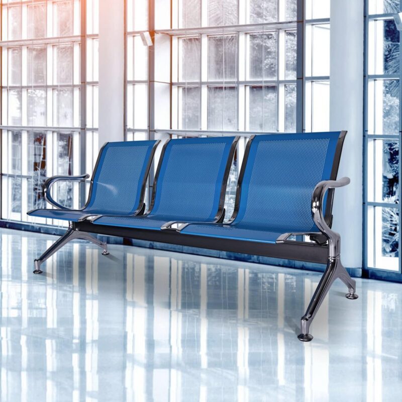 Airport three link metallic office bench