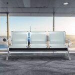 Three seater metallic office bench