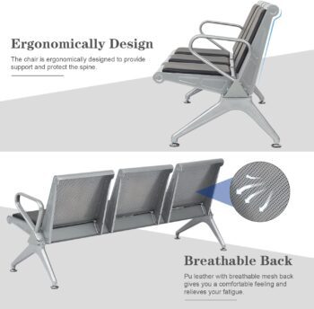 Heavy-duty three link waiting bench - Image 3