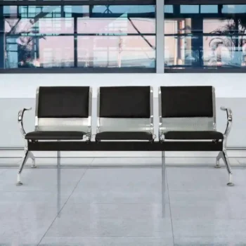 Padded 3-link reception waiting bench