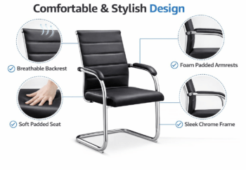Chrome-PU Leather Guest Office Chair - Image 4