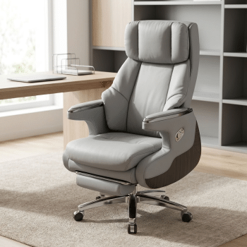 Premium Style for Professional Workspaces The Executive Leather Reclining Office Chair is a stylish seating solution for managers, business owners, and professionals seeking comfort and a polished office appearance. Its executive design and leather finish create a sophisticated look suitable for modern workplaces. The reclining feature offers the option to lean back when the chair's mechanism allows, making it a practical choice for office work, reading, and taking short breaks. It complements executive desks and contemporary office furniture. Elegant Leather Finish and Executive Design The leather finish gives this office chair a refined appearance that suits private offices, boardrooms, and home workspaces. Its executive styling can enhance the overall look of a professional environment. Pair it with a matching office desk, visitor chairs, and storage cabinets to create a coordinated workspace. Confirm whether the upholstery is genuine leather, synthetic leather, or another material before purchasing. Reclining Function for Flexible Seating The reclining function allows users to adjust the backrest to a more relaxed position, depending on the chair's mechanism. This flexibility can be useful when alternating between focused desk work and short periods of relaxation. The chair may also include other features, such as adjustable height, armrests, swivel movement, or a supportive backrest, depending on the model. Check the actual specifications with the supplier before ordering. Ideal for Executive Offices and Home Workspaces The Executive Leather Reclining Office Chair is suitable for management offices, corporate workplaces, private offices, and home offices. It provides a professional seating option for computer work, meetings, planning, and administrative tasks. Business owners can use it to furnish executive workstations, while home users can create a dedicated and stylish workspace. For a better fit, select a desk with suitable height and enough space for the chair to recline. Adjust the seating position to your needs and take regular movement breaks during extended working periods.